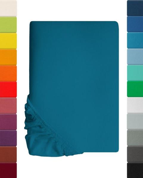 Kinder Jersey Spannbettlaken, Spannbetttuch, Lavea Serie Maya, 60x130 cm | 70x140 cm, Aquamarin, 100% Baumwolle, hochwertige Verarbeitung, mit Gummizug