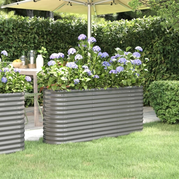 vidaXL Hochbeet Pulverbeschichteter Stahl 152x40x68 cm Grau 318894