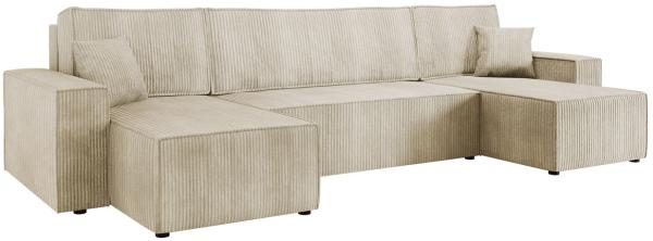 Ecksofa Kobaro U Cord (Farbe: Poso 100)