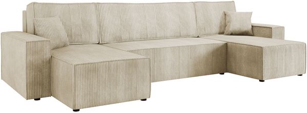 Mirjan24 'Kobaro U' Ecksofa, Cord beige, 312 x 145 x 82 cm