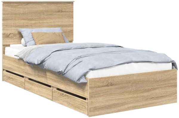 vidaXL Bettrahmen Sonoma-Eiche 100 x 200 cm Ingenieurs Holz 3411147