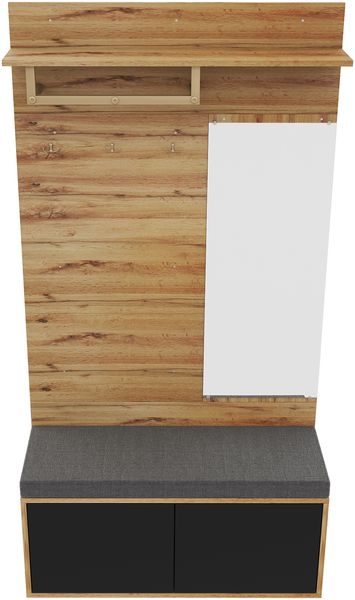 Flurschrank 110x38x190 cm mit Spiegel und Sitzbank Bild 7