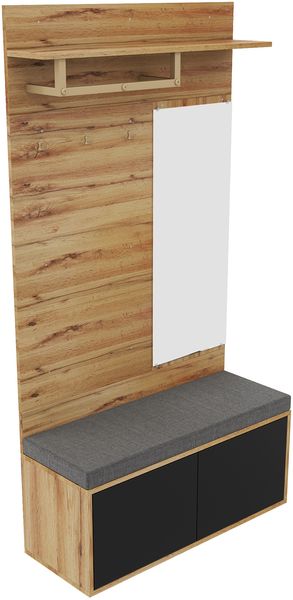 Flurschrank 110x38x190 cm mit Spiegel und Sitzbank Bild 8