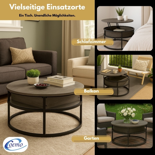 Coemo Beistelltisch Swing mit verstellbarer Tischplatte und verdecktem Stauraumfach in Grau Bild 5