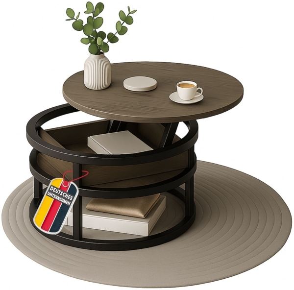 Coemo Beistelltisch Swing mit verstellbarer Tischplatte und verdecktem Stauraumfach in Grau