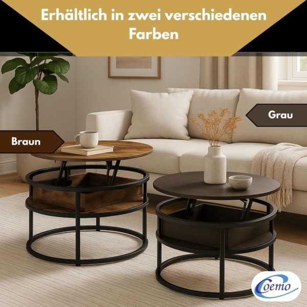 Coemo Beistelltisch Swing mit verstellbarer Tischplatte und verdecktem Stauraumfach in Grau Bild 6