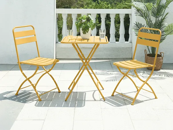 Vente-unique - MIRMANDE Garden dining set Metall Gelb - B 52,5 cm60 cm x H 87 cm73 cm x L 43 cm60 cm