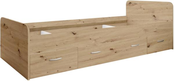 Bradford Modernes Einzelbett mit 3X Schubkästen 90 x 200 cm - Praktisches Jugendzimmer Kojenbett in Artisan Eiche - 95 x 66 x 204 cm (B/H/T)