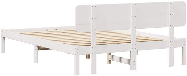 vidaXL Bettrahmen mit Kopfteil Weiß 140 x 200 cm Massives Kiefernholz 872105 Bild 7