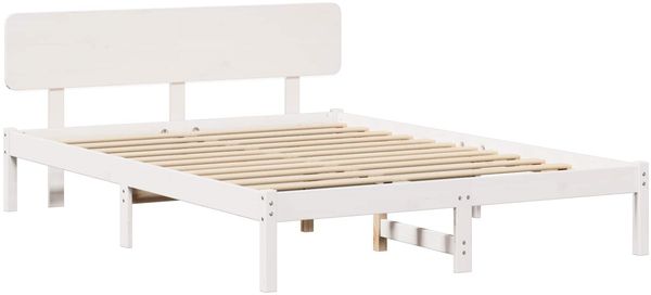 vidaXL Bettrahmen mit Kopfteil Weiß 140 x 200 cm Massives Kiefernholz 872105 Bild 2