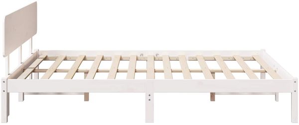 vidaXL Bettrahmen mit Kopfteil Weiß 140 x 200 cm Massives Kiefernholz 872105 Bild 5