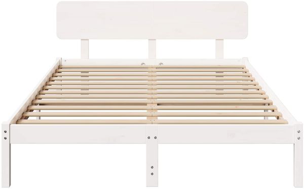 vidaXL Bettrahmen mit Kopfteil Weiß 140 x 200 cm Massives Kiefernholz 872105 Bild 4