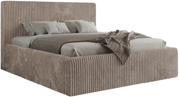 Polsterbett mit Stauraum Lattenrost TILIANO CLASSIC Bett gepolstert Doppelbett mit Kopfteil - 180x200 cm - Hellbraun Cord Bild 5