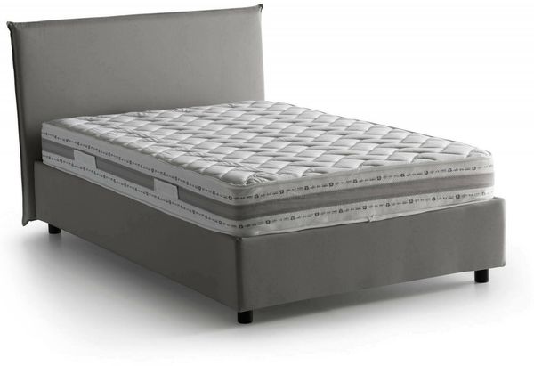 Dmora Alvino-Doppelbett, Bettkasten mit Stoffbezug, 100 % Made in Italy, Öffnung vorne, inklusive Matratze 120 x 200 cm, Grau
