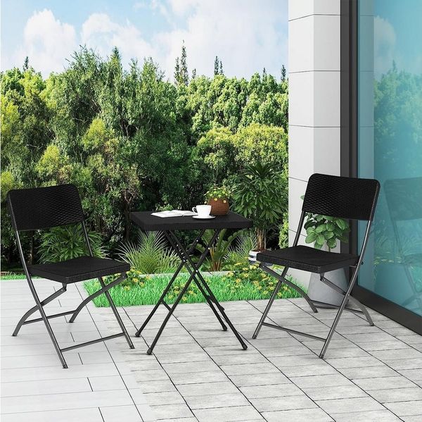 EUGAD Klappstuhl (1 St), Gartenstuhl Campingstuhl HDPE,59 x 81 x 46 cm,Schwarz