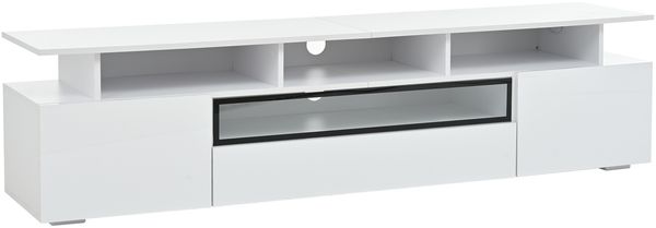 TV-Schrank in Weiß Hochglanz mit 2 Schränken,1 Schublade,LED-Beleuchtung steuerbar per App,Staubschutz,Vierschichtige Aufbewahrung Bild 10