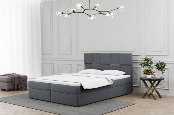 Boxspringbett Schlafzimmerbett JOLIE 140x220cm in Stoff Matt Velvet Dunkelgrau