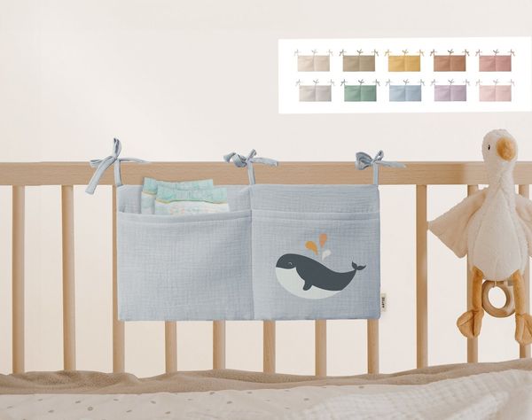 Artee Bettnestchen Babybett Organizer Taschen Aufbewahrung aus Musselin