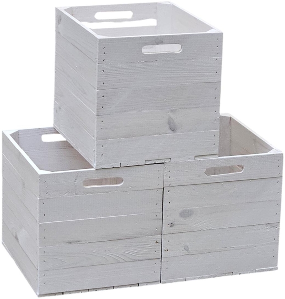 Holzkiste Obstkiste "Kallax" 32,5x38x32,5cm Weiss 3er SET