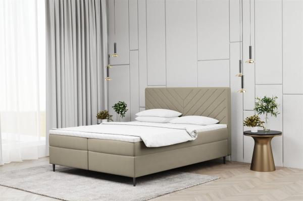 Boxspringbett Schlafzimmerbett BONITA 140x200cm in Stoff Matt Velvet Beige