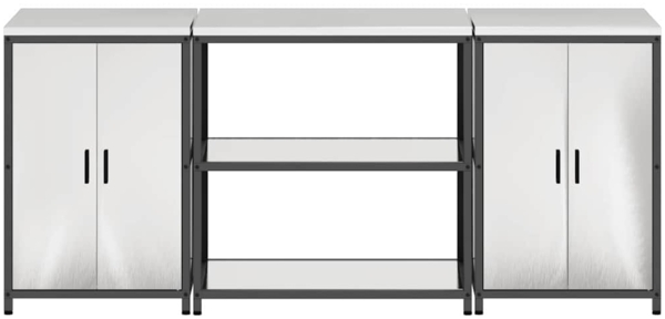 vidaXL Aufbewahrungsset für die Küche mit Regal 3 pcs Silber Stahl 3392670 Bild 9