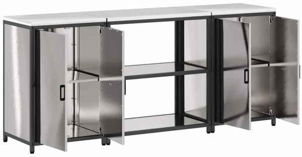 vidaXL Aufbewahrungsset für die Küche mit Regal 3 pcs Silber Stahl 3392670 Bild 7