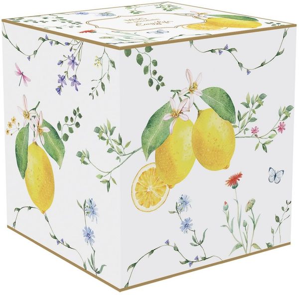 EasyLife Tasse Fleurs et Citrons, Porzellan, Spülmaschinengeeignet, Mehrfarbig, Zitronen, H: 9.5cm