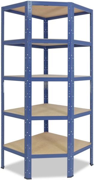 shelfplaza HOME 180x70x45 cm Eckregal in blau mit 5 Böden und 175 kg Traglast pro Boden