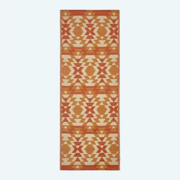 Homescapes Outdoorteppich Outdoor Teppich-Läufer Anya 75x200 cm – Ethno-Muster, rot-orange, Höhe: 20 mm