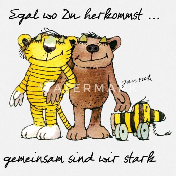 Spreadshirt Kochschürze Janosch Bär Tigerente Tiger Gemeinsam Stark Kochschürze, (1-tlg)