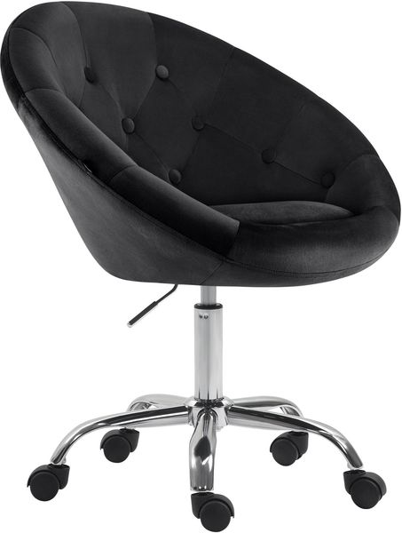 Arbeitshocker TURKU - 65 x 57 x 85 cm, Samt, Schwarz | Arbeitsstuhl Drehhocker Rollhocker Bürohocker
