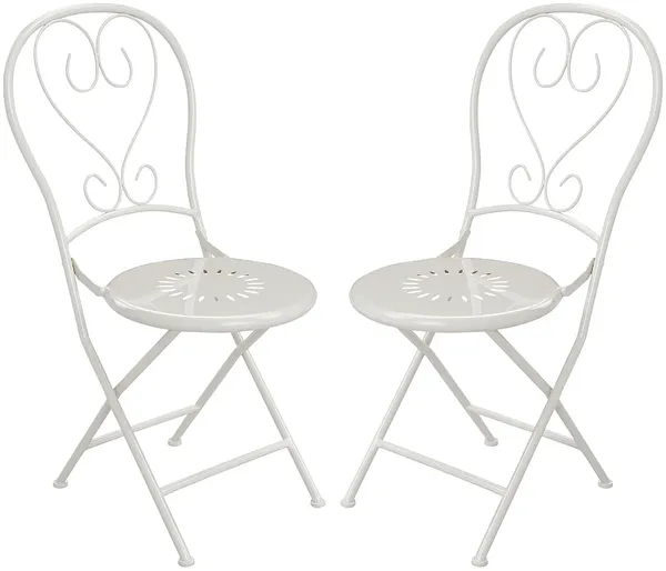 Vente-unique - GUERMANTES Garden dining set Metall Weiß - B 45 cm x H 90 cm x L 41 cm