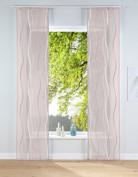 OTTO home Schiebegardine Dimona (2 St), Klettschiene, transparent, Polyester, 2-er Set, Fertiggardine, mit Befestigungszubehör, Wellen