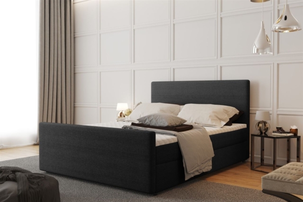 Boxspringbett Schlafzimmerbett CARO 120x200 cm Stoff Scala Anthrazit