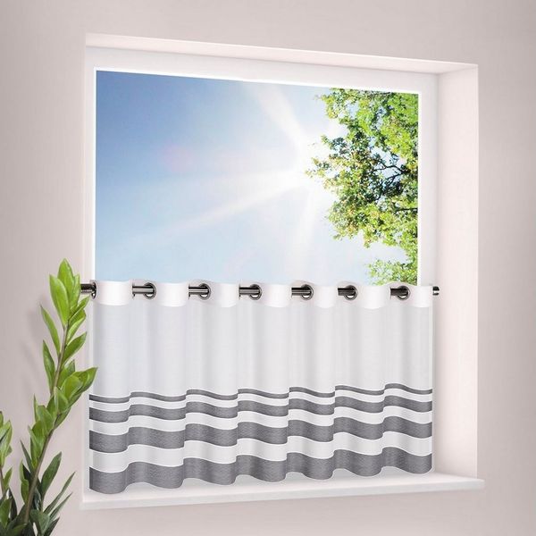 Gerster Scheibengardine Eskil (1 St), Ösen, halbtransparent, HxB: 50x140, mit modernem Streifen Design