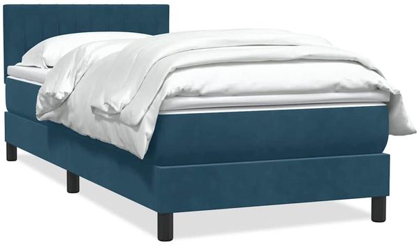 vidaXL Boxspringbett mit Matratze Dunkelblau 80x220 cm Samt 3316429