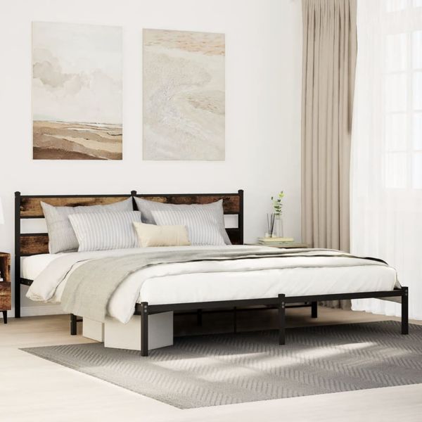 vidaXL Metallbett ohne Matratze Räuchereiche 180x200 cm 4017057