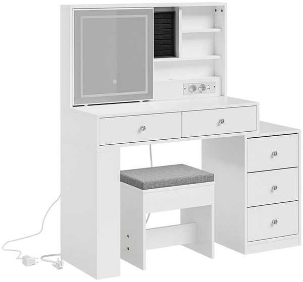 SoBuy FWT114-E-W Schreibtisch, MDF, Melamin, Weiß, 120 x 127 x 40 cm