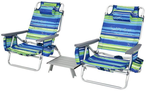 KOMFOTTEU Campingstuhl Strandstuhl (Set, 2 St), mit Rückenlehne 5 stufig verstellbar
