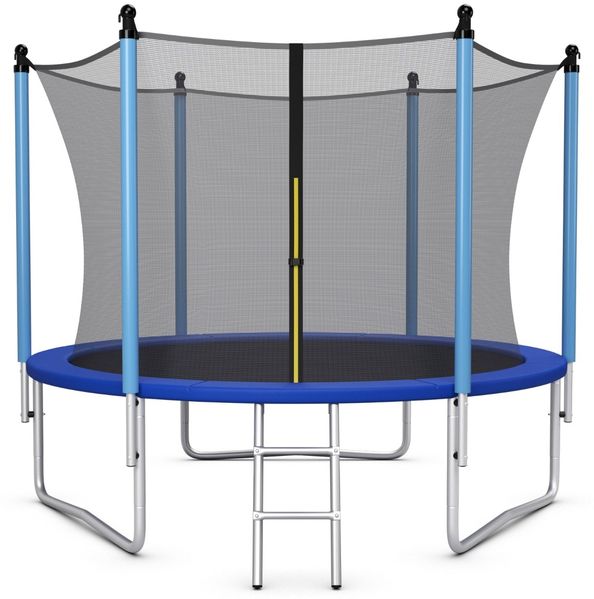 Ø 244 cm Trampolin Outdoor-Trampolin für Kinder & Erwachsene Schwarz + Blau