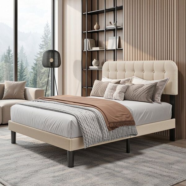 Bealife Bettgestell mit Kopfteil und Lattenrost (Doppelbett, Einzelbett,2 Modelle (120x200, 140x200cm)