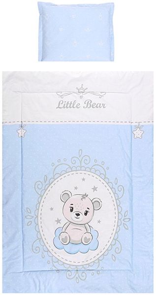 Lorelli Kinderbettwäsche 3-teilig, Decke 140 x 95 Kissen 43 x 35 Laken 150 x 100 blau Bär