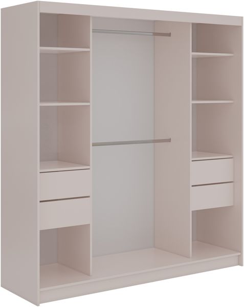 Schwebetürenschrank LUMOS in Kaschmir inkl. Innenausstattung, mit Lamellen-Optik, Schwarz, Breite 200 cm, moderner Kleiderschrank - mit Schubladen Bild 4