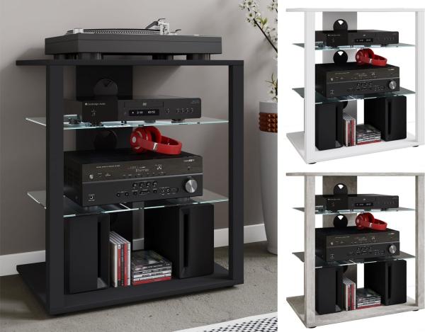 VCM TV-Rack Hifi Möbel Rack Alu Glas Phono Mediaregal Folas