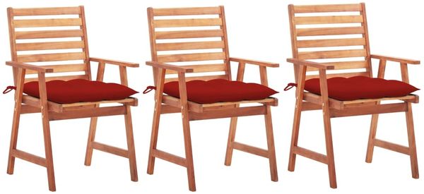 vidaXL Garten-Essstühle 3 Stk. mit Kissen Massivholz Akazie 3064368
