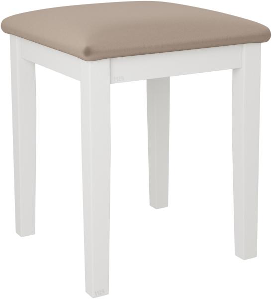 Hocker T3, Schemel bis 120 kg, aus Buchenholz, 36x36x47 cm (Stoff: Paros 02, Holzfarbe: Weiß)