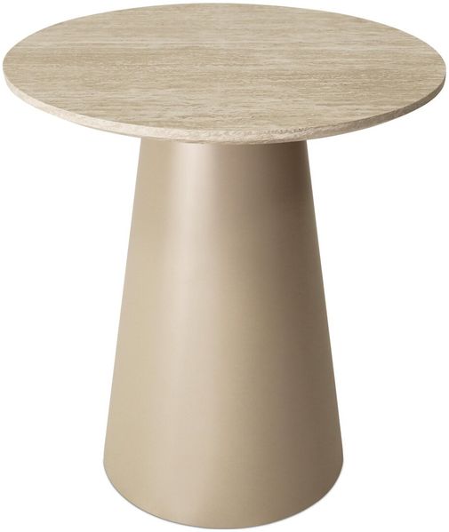 Beistelltisch Oganto Ø45 cm in Travertin-Dekor, Beige