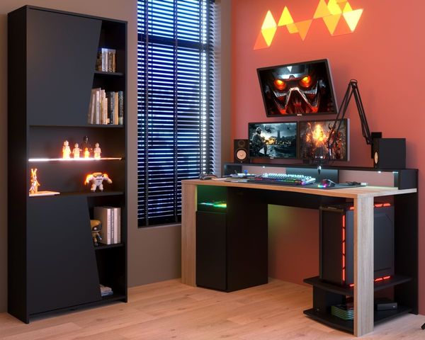 Parisot Meta Gaming Set in schwarz und Eiche mit LED