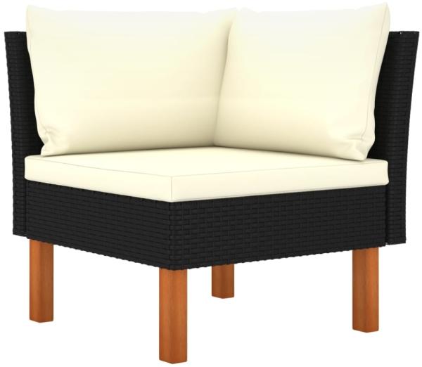 vidaXL Ecksofa Poly Rattan und Eukalyptus Massivholz 315763