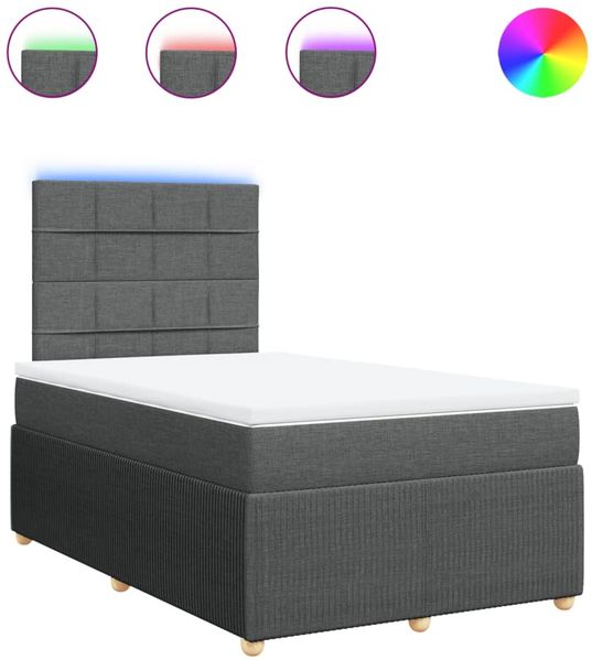 vidaXL Boxspringbett mit Matratze Dunkelgrau 120x200 cm Stoff 3294324 Bild 2